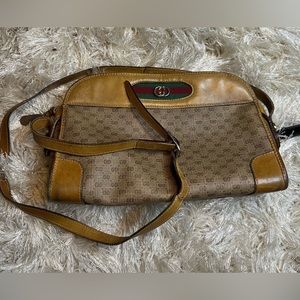 GUCCI Vintage Sherry Line GG Canvas Browns Crossbody Shoulder Bag